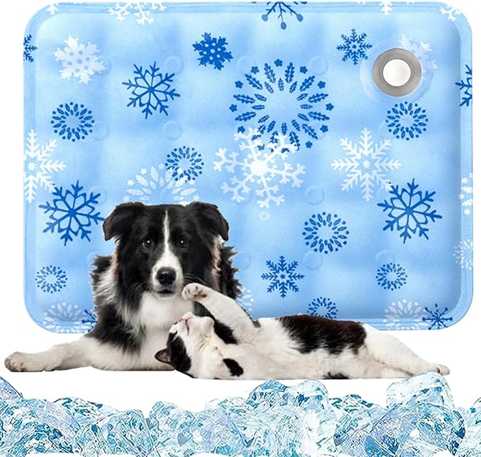 Upgraded Dog Cooling Mat 23.62” x 19.68” Pet Summer Self-Cooling Pad Easy Washable Comfortable Cooling Sleeping Bed for Dogs and Cats (L for Pets Under 44lb)