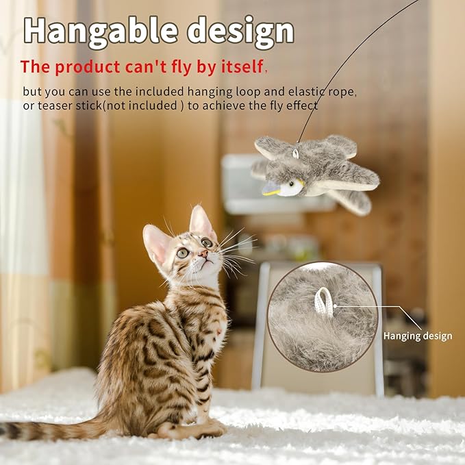 Cat Toys, Flapping Bird Cat Toy(No Flying), Interactive Catnip Toy with Catnip Bags, Chirping Noise Enrichment Moving Wings Dog Cat Kitten Toys, Flappy Flying Pets Toy for Indoor(Oriole) (A3)