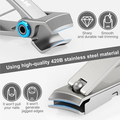 3-Piece Nail Clipper Set, Stainless Steel Fingernail & Toenail Clippers with Nail File, Compact Travel Case, Portable Grooming Kit for Toiletry Bag, Home Use, Men & Women