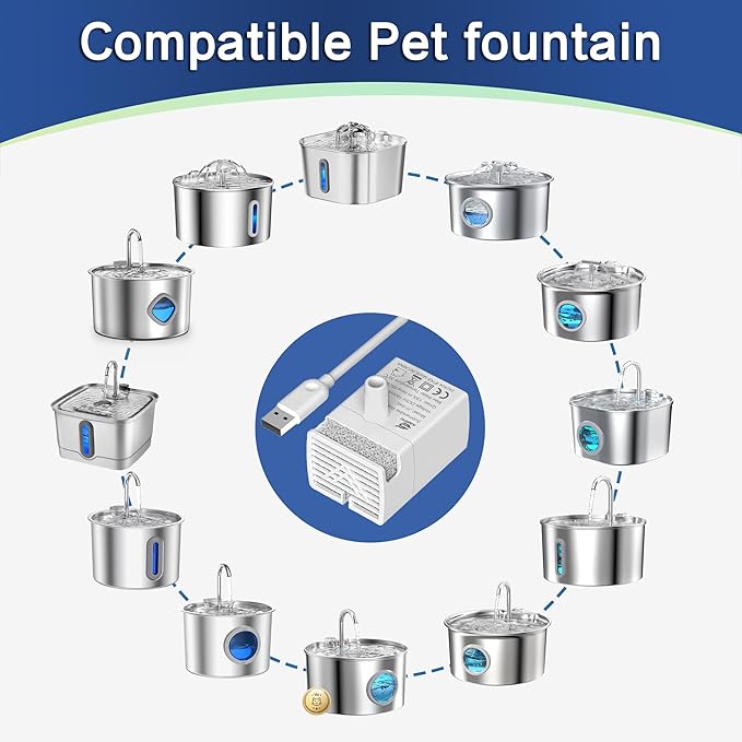 Cat Water Fountain Pump,108oz/3.2L Automatic Stainless Steel Cat Fountain Replacement Pump,Replacement Pump JY-840 Submersible Motor