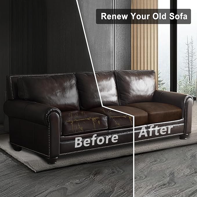 ANARACHON Leather Look Couch Cushion Covers Sofa Seat Slipcovers Sets Couches Furniture Protector for Sectional Armchair Loveseat Pets Kids Stretch Spandex Fabric (3 Cushion XL Sofa, Brown)
