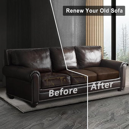 ANARACHON Leather Look Couch Cushion Covers Sofa Seat Slipcovers Sets Couches Furniture Protector for Sectional Armchair Loveseat Pets Kids Stretch Spandex Fabric (3 Cushion XL Sofa, Brown)