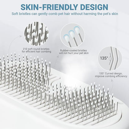 Pjordo Pet Steam Brush for Dogs & Cats with Pet Conditioner, 4 in 1 Spray Hair Removal Comb for Shedding & Grooming, Self Cleaning Water Brush for Long & Short Haired Pets
