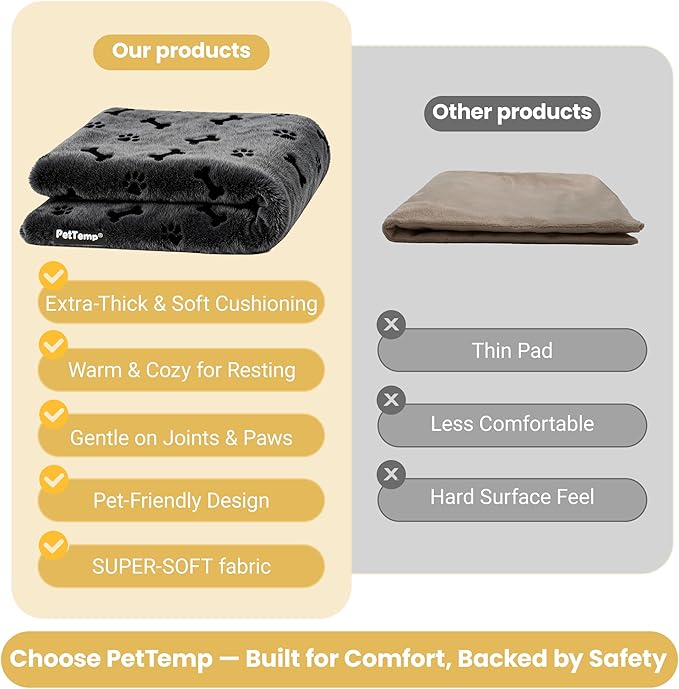 Pet Heating Pad for Cats Dogs, Heated Cat Dog Bed with 5 Temperature Levels, Timer, Auto Shut-Off, Thick Paw-Print Cover, Chew Resistant Cord for Indoor & Sheltered Outdoor Use (S: 16" x 13" x 1.3")