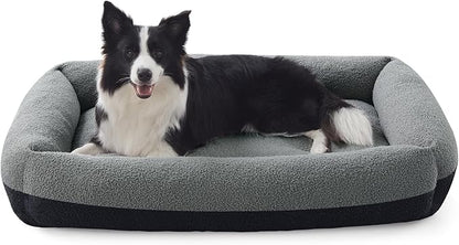 FURTIME Dog Bed Large Sized Dogs, Washable Comfy Fluffy Medium Dog Bed, Removable Zipper Cover Machine Wash, Soft Orthopedic Bed Durable Pet Cuddler with Anti-Slip Bottom, 36"x27"x8",Dark Grey