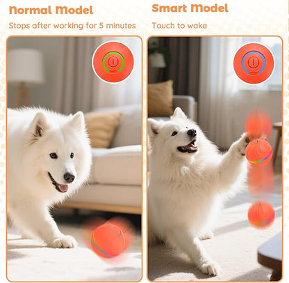 Interactive Dog Toy Ball, Durable Automatic Moving Rolling/Bouncing Balls for Puppies, Small/Medium/Large Dogs | Plush & Rubber Covers for Safe Chewing & Fun,USB Rechargeable
