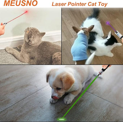 MEUSNO Cat Laser Pointer Toy, 3 Pack Cat Laser Pointer for Cats Dogs Pet Toy Lazer, Blue Green Red Laser Pointer Cat Toys for Pet Indoor Chase Cat Toy Lazer Pointer