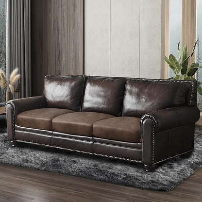 ANARACHON Leather Look Couch Cushion Covers Sofa Seat Slipcovers Sets Couches Furniture Protector for Sectional Armchair Loveseat Pets Kids Stretch Spandex Fabric (3 Cushion XL Sofa, Light Brown)