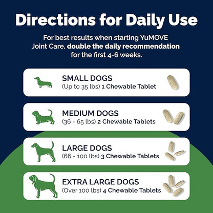 Yumove Hip & Joint Supplement for Dogs - with Glucosamine Chondroitin, Omega 3, Hyaluronic Acid, Green Lipped Mussel & Fish Oil for Dogs - Senior Dog Joint Supplement (120ct Chewable Tablets)