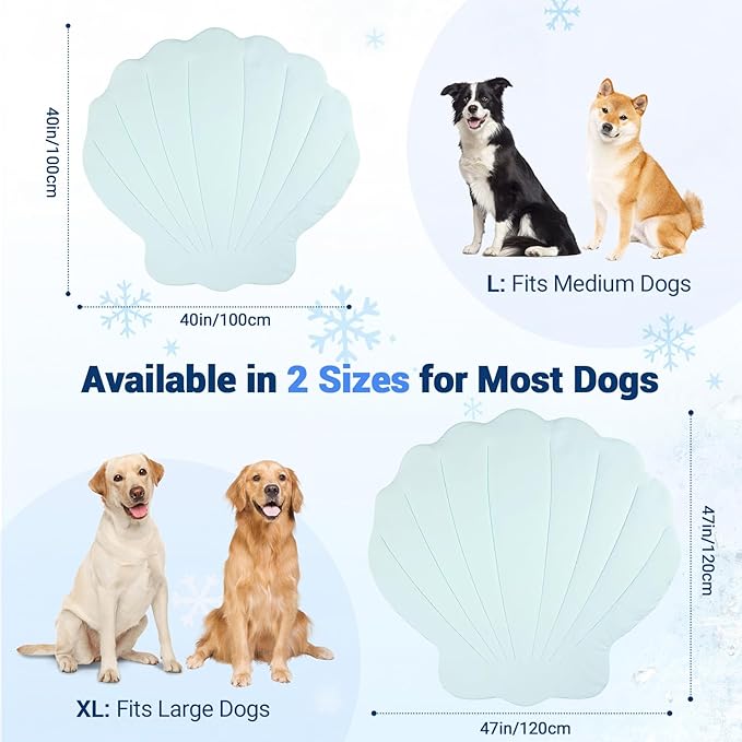 Dog Cooling Mat, 47'' × 47'' Large, Self-Cooling Mat for Dog, (Cool & Warm) Double-Sided Pet Cool Pads for Crate, Kennel, Machine Washable Summer Blanket, Cat Cool Bed, Non-Gel, Sky Blue
