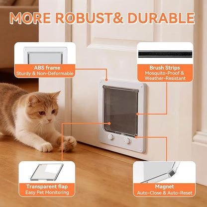 LIBBEPET Cat Door Interior Door, Indoor Cat Doors, Large Pet Doors for Cats Up to 18 lbs(Frame Size 9.3" x 10.6"), Upgraded 4 Way Locking Kitty Door for Interior & Exterior Doors, Easy to Install
