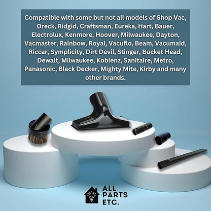 Attachments for 1.25" Vacuum Cleaner – Dust Brush, Crevice, Upholstery Tool & 2 Adapter - fits 1.5" & 1.375" Compatible with Kirby, Shark, Hoover, Oreck, Bissell, Eureka, Rainbow