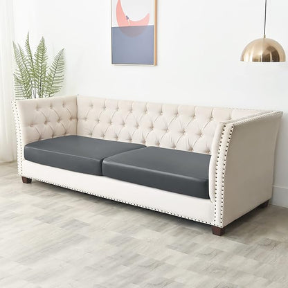 Yates Home PU Leather Couch Sofa Cushion Slipcover Water-Proof Elastic Chair RV Seat Covers Loveseat Sofa Furniture Protector Slip Cover for Settee Seater Replacement Living Room（2 Pieces, Gray）