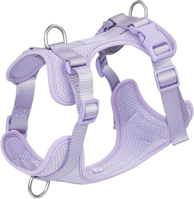 Wisedog Dog Harness Medium Sized, Pet Vest with Front Clip, Adjustable Puppy Harness with 3 Fast Release Buckles[Easy to Put on & Take Off] (Lilac, XS)