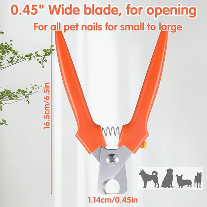 Dog Nail Clipper, Stainless Steel Pet Nail Clippers, Orange Dog Clippers for Nails, Large Professional Nails Clipper for Cats and Dogs