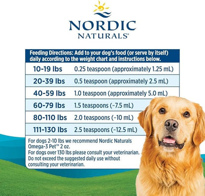 Nordic Naturals Pet Cod Liver Oil, Unflavored - 8 oz - 1048 mg Omega-3 Per Teaspoon - Fish Oil for Dogs with EPA & DHA - Promotes Skin, Coat, & Immune Health