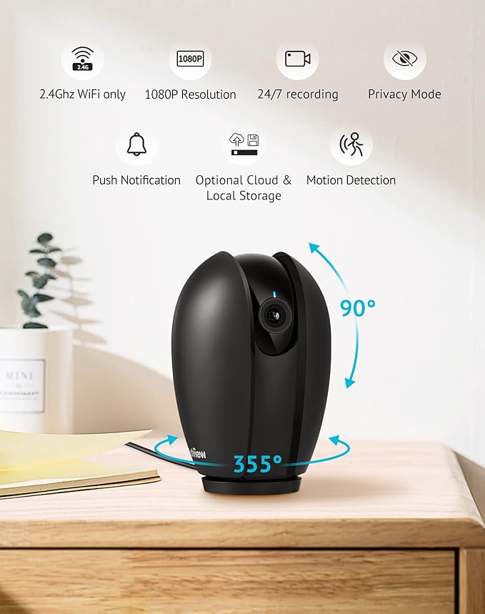 LaView Baby Monitor with Phone App (2 Pack), 1080P WiFi Pet Camera Indoor, 360° Home Security Camera with Motion & Sound Detection, Two-Way Audio, Night Vision, Local & Cloud Storage, Works with Alexa