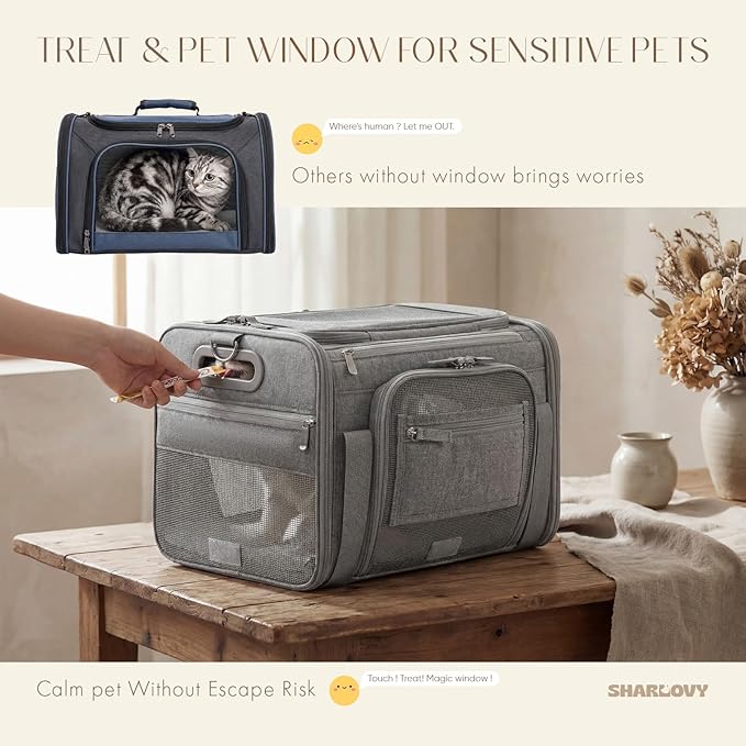 Top and Side Expandable Pet Carrier with Treat & Pet Window,17x11x9.5 Inch Alaska Hawaiian Airline Approved,Soft-Sided Dog Carrier for Small Dogs and Cats,Travel Cat Carrier with Locking Zippers