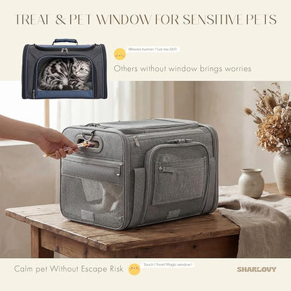 Top and Side Expandable Pet Carrier with Treat & Pet Window,17x11x9.5 Inch Alaska Hawaiian Airline Approved,Soft-Sided Dog Carrier for Small Dogs and Cats,Travel Cat Carrier with Locking Zippers