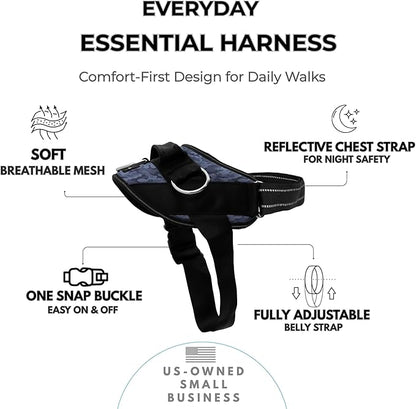 ShawnCo Essential Dog Harness, No-Pull Pet Vest with 3 Leash Clips, No Choke, Reflective, Adjustable and Padded, for Easy Walking and Training for Small, Medium and Large Dogs (Dark Camo, XS)