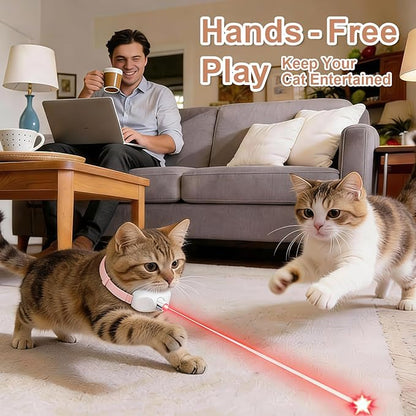 Walfront Interactive Cat Toy - USB Rechargeable Red Dot Chase Toy for Indoor Cats, Adjustable Height 9.1–13.4in, 2 Modes, Fun for Adult Cats