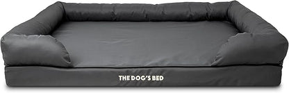 The Dog’s Bed Orthopedic Memory Foam Dog Bed with Bolsters for XXL Dogs, Waterproof Washable Cover, Anti-Slip Base, Calming Surface – CertiPUR-Certified Foam, Oxford Fabric, Grey with Black Trim, XXL