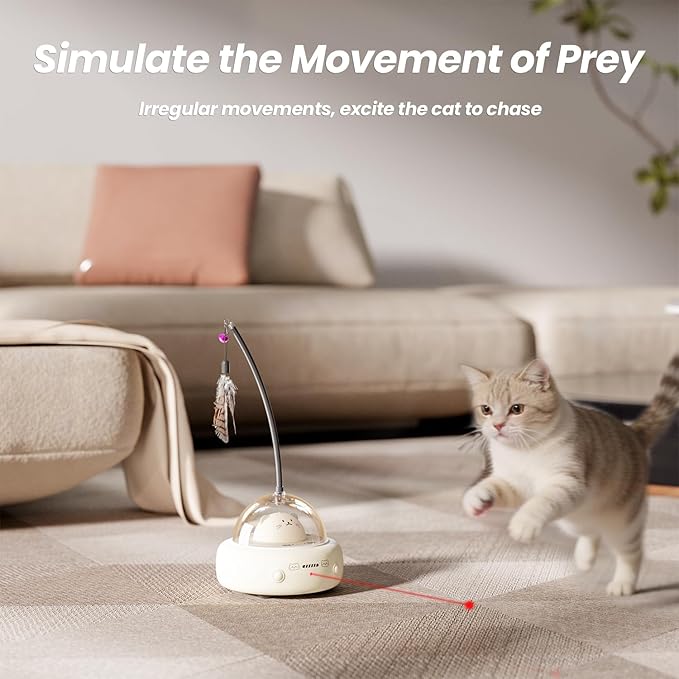 3-in-1 Interactive Cat Toys Set, Automatic Laser Toy with Feather Wand and 2 Cat Ball Toys, Rechargeable Toys for Indoor Cats and Kittens