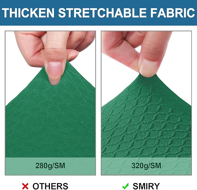 Smiry Waterproof Seat Covers for Dining Room Chairs Set of 4, Stretch Jacquard Removable Washable Chair Seat Slipcovers Protector, No Rear Covers, Chritsmas Green