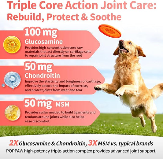 Joint Supplement for Dogs - 10 in 1 Hip and Joint Supplement Drops with Hyaluronic Acid, Liquid Glucosamine for Dogs with Chondroitin, MSM & Omega 3-2 FL.Oz - for All Breeds & Sizes