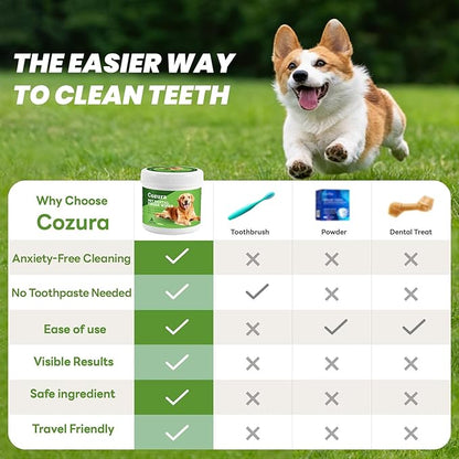 Dog Dental Wipes for Teeth Cleaning - Removes Plaque & Tartar, Effective Toothbrush & Toothpaste Alternative Kit Finger Pet Dental Care Pads, Fresh Breath for Dogs & Cats - 60ct, Unscented