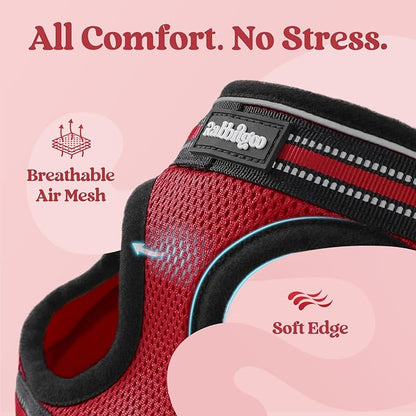rabbitgoo Cat Harness and Leash Set for Walking Escape Proof, Adjustable Soft Kittens Vest with Reflective Strip for Cats, Comfortable Outdoor Vest, Red, L