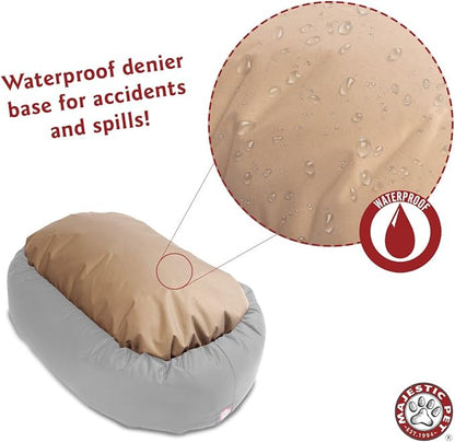 Majestic Pet 32 Inch Suede Calming Dog Bed Washable – Cozy Soft Round Dog Bed with Spine Support for Dogs to Rest Their Head - Fluffy Donut Dog Bed 32x23x7 (Inch) - Round Pet Bed Medium – Rust
