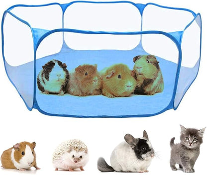 RYPET Guinea Pig Playpen - Breathable & Transparent Pet Playpen Pop Open Outdoor/Indoor Exercise Fence, Portable Yard Fence for Guinea Pig, Rabbits, Hamster, Chinchillas and Hedgehogs