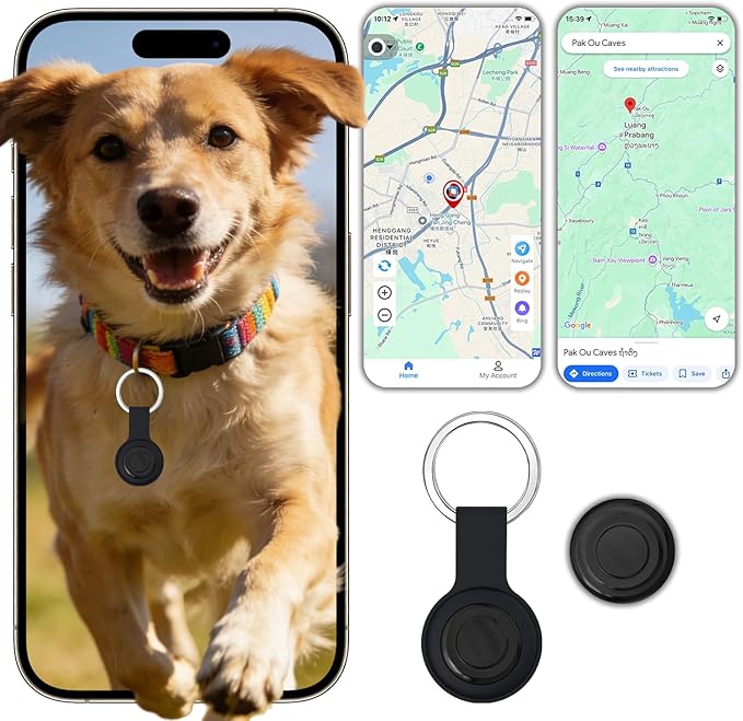 Pet GPS Tracker: A smart Collar with Real-time Location Tracking—no Monthly fees, no SIM Card Required, Real-time Tracking for Small Pets, Compatible with Android and iOS, 356-day Battery Life