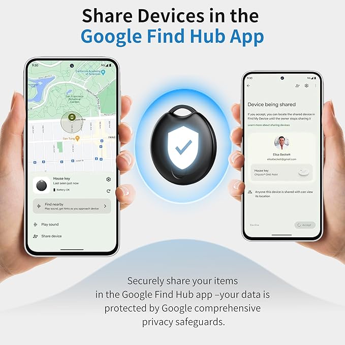 Air Tracker Tags-4 Pack for Android, Bluetooth Tracker Works with Google’s Find Hub | Android Only | Replaceable Battery | Water- Resistance (4 Black)
