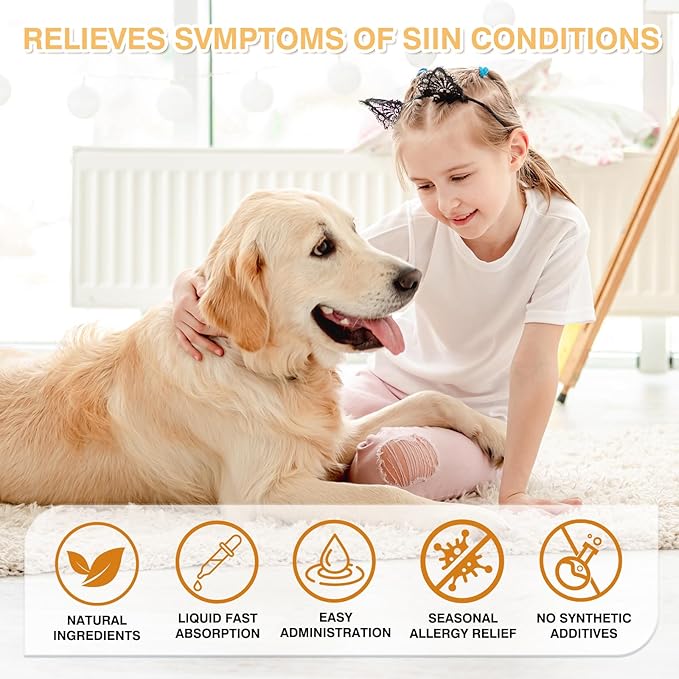 Pet Immune Support for Reducing Irritation, Gentle Critical Immune Defense for Cats & Dogs with Improve Skin and Coat Health, Easy Feeding Animal Essentials Drops - 2 FL.OZ [60ml]