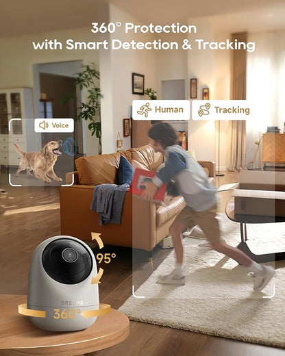DREAME 2.5K 4MP Pet Dog Camera, Indoor Security Camera Wireless, Dual-Band 5G/2.4G Wi-Fi, Auto-Tracking, 360° Pan-Tilt, Cloud & Local Storage, Physical Privacy Mode, Work with Alexa & Google, Grey