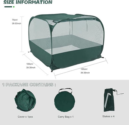 Foldable Portable Pet Playpen，Pop-Up Breathable Mesh Small Animal Cage with Transparent Walls & Bottom, Outdoor Indoor Small Animal Enclosures Tent for Lizards, Cats, Chickens, Rabbits (1M)