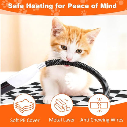 Dog and Cat Heating Pad, 12 Adjustable Temperature & Timer with Chew Resistant Cord, Indoor Pet Heated Bed Mat for Cats and Dogs (Black, 35.4x23.6in)