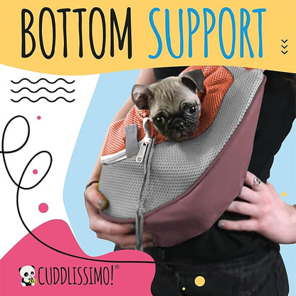 Cuddlissimo! Pet Sling Carrier - Carefully Sized for Teacup & Toy Breed Puppies & Cats (Under 6lb) - Soft Pouch for Small Dogs, Yorkies, Chihuahuas - Ideal for Hands-Free Travel & Walks (Red)
