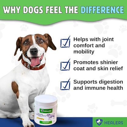 Healers Turmeric Golden Paste for Dogs – Arthritis & Joint Support, Skin & Coat Health, Digestive & Immune Boost with Coconut Oil & Black Pepper Extract – Natural Pet Supplement, 3.5 oz Powder