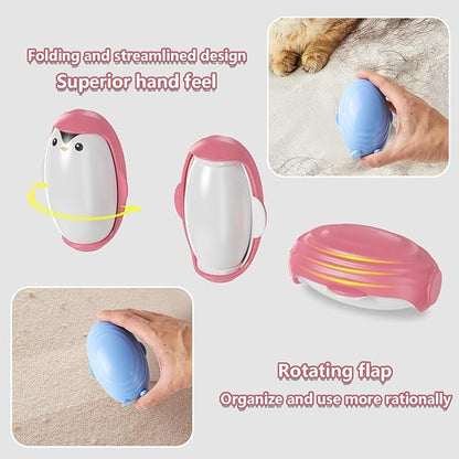 Penguin Shape Portable pet Hair Roller, Reusable Lint Rollers for Pet Hair,Washable Reusable Hair Remover for Cleaning Various dust and debrisy(Black)