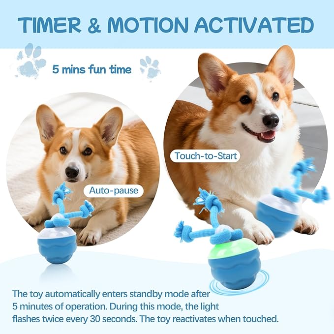 Goosheep 2026 New Interactive Dog Toys, Automatic Moving Dog Ball for Small/Medium/Large Dogs, Interactive Smart Rolling Dogs Toy Ball with Light Up to Keep Them Busy(Blue)