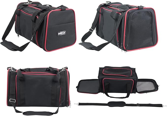 EliteField Expandable Soft Pet Carrier (3 Year Warranty, Airline Approved), Multiple Sizes and Colors Available (20" L x 12" W x 11" H, Black)