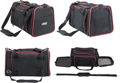 EliteField Expandable Soft Pet Carrier (3 Year Warranty, Airline Approved), Multiple Sizes and Colors Available (20" L x 12" W x 11" H, Black)