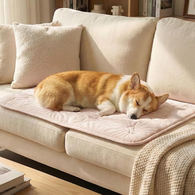 Cooling Pet Mat for Dogs & Cats, 31x28.5 Soft Breathable Cold Crate Pad for Pet, Portable Washable Kennel Bed for Outdoor Summer with Non-Slip Bottom and Chill Cool Fiber, Blush Pink