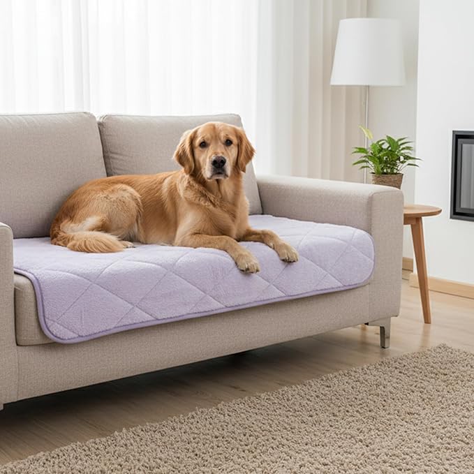 NWK Fluffy Self Warming Cat Mat, Cat Blanket, Thermal Dog Mat, Washable, Non-Slip Bottom for Sofa & Crate & Kennel & Car Seat (Purple, X-Large (45'' X 28'' X 0.4''))