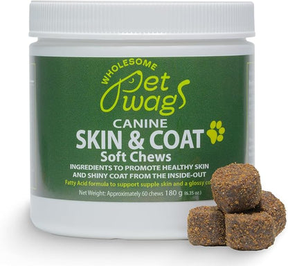 Dog Allergy & Itch Relief Soft Chews – Omega-3, Biotin, Collagen, Fish Oil – Reduces Shedding, Supports Healthy Skin & Coat, Year-Round Allergy Comfort – 60ct