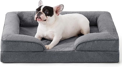 Made4pet Dog Bed Orthopedic, Dog Sofa for Small Dogs Supportive Foam Pet Cushions Bed with Washable Removable Cover, Egg-Crate Foam, Waterproof Lining Bottom, Grey, 30 * 20 * 6.5 Inch