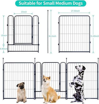 Dog Playpen,Portable Outdoor Dog Fence, Dog Playpen for Large/Medium/Small Dogs, Dog Fences for the Yard,with Doors Foldable Metal (32 inch, 08 Panels)